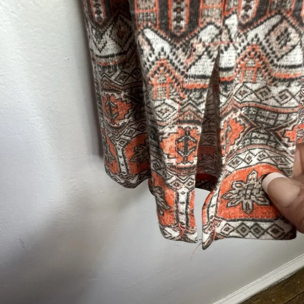 Lucky Brand Boho Top M Sleeveless V-Neck Cord Western Southwestern Tribal Orange - Picture 6 of 10